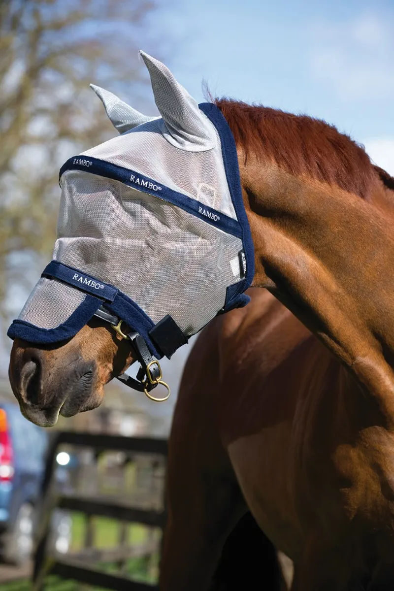 Rambo Fly Mask Plus Silver/Navy